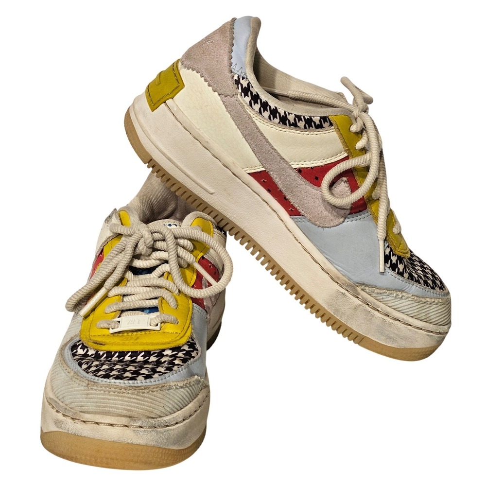 Nike Air Force 1 Shadow Women 6 Multi-Color Houndstooth Corduroy DM8076-100